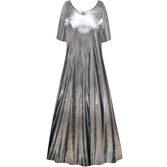 Plus size 7x Womens Dress Silver Metallic Short Sleeve Princess Cut