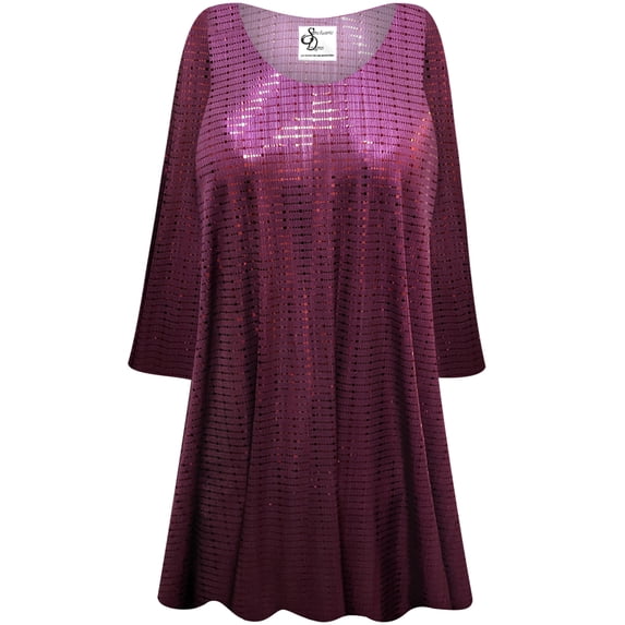 Plus size 7x Womens Long Sleeve Burgundy Mirror Reflection Designer Print Tunic Tops Casual Loose Fitting Flowy Shirts Blouses