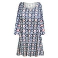 thumbnail image 1 of Plus size 8x Extra Tall Womens Long Sleeve Moroccan Blue Dream Print Tunic Tops Casual Loose Fitting Flowy Shirts Blouses, 1 of 4