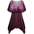 thumbnail image 1 of Plus size 8x Tall Womens Short Sleeve Casual Burgundy Mirror Reflection Designer Print Babydoll Tops Rouched Peplum Eclectic T-Shirts, 1 of 1