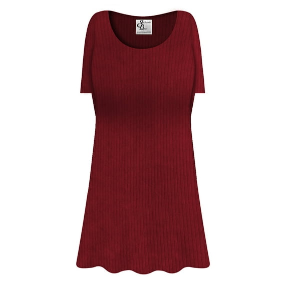 Plus size 8x Tall Womens Short Sleeve Warm Super Soft Burgundy Ribbed Knit Shirts Blouses