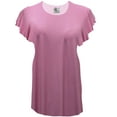 thumbnail image 1 of Plus size 8x Tall Womens Soft Pink Sparkling Designer Print Tunic Tops Casual Ruffled Sleeve Shirts Blouses, 1 of 4