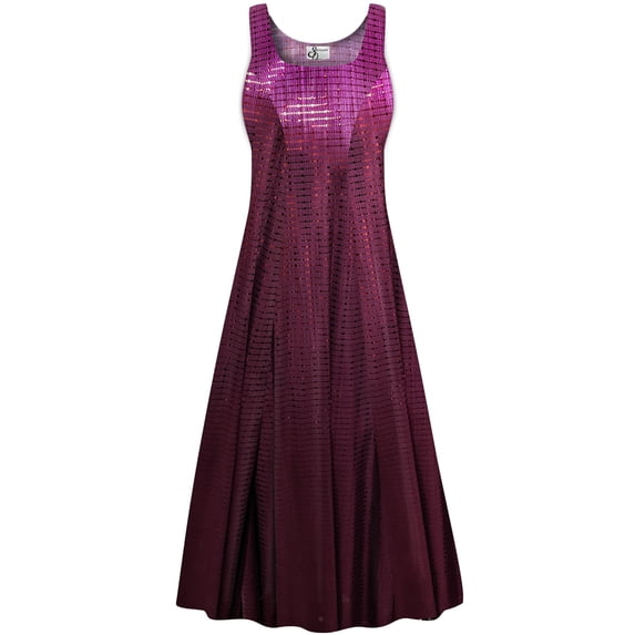Plus size 8x Womens Dress Burgundy Mirror Reflection Designer Print Sleeveless Square Neck Princess Cut