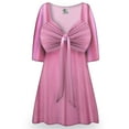 thumbnail image 1 of Plus size 9x Extra Tall Women Tunic Casual Soft Pink Sparkling Designer Print Elegant Draw-Tie V-Neck Loose Babydoll Shirt Blouse, 1 of 4