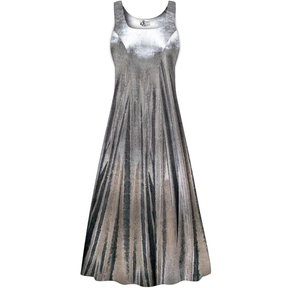 Plus size 9x Petite Womens Dress Silver Metallic Sleeveless Square Neck Princess Cut