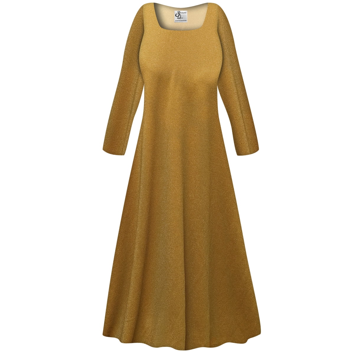 Square Neckline Long Lace Dress With Slit Peach Plus Size