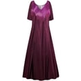thumbnail image 1 of Plus size 9x Tall Womens Dress Burgundy Mirror Reflection Designer Print Short Sleeve High V-Neck Princess Cut, 1 of 1