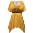 thumbnail image 1 of Plus size 9x Tall Womens Short Sleeve Casual Saffron Glow Babydoll Tops Rouched Peplum Eclectic T-Shirts, 1 of 4
