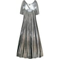 thumbnail image 1 of Plus size 9x Womens Dress Silver Metallic Short Sleeve Low V-Neck Princess Cut, 1 of 4