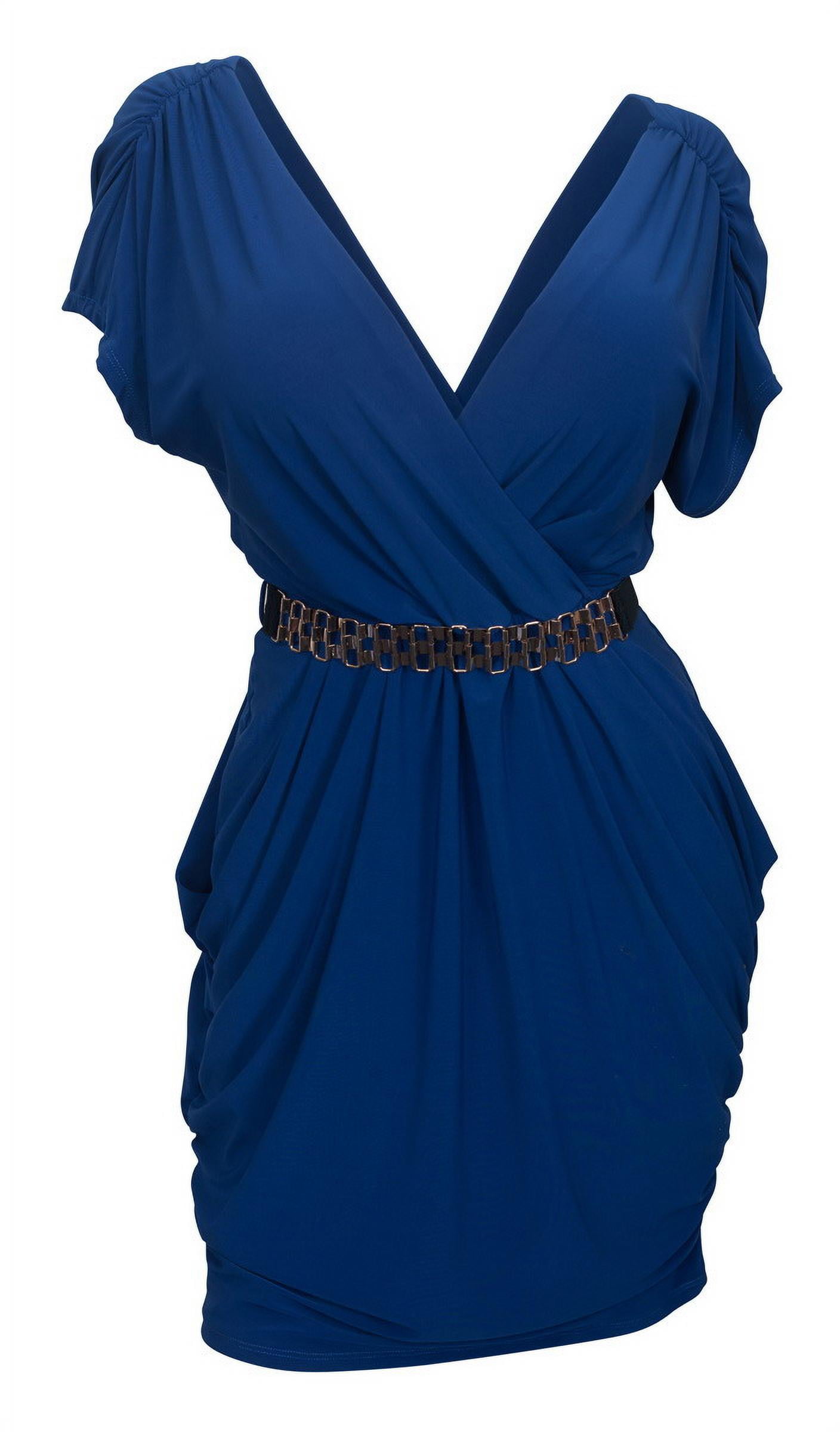 Plus size Deep V-Neck Wrap Bodice Dress Royal Blue Plus size Deep V-Neck Wrap Bodice Dress Royal Blue