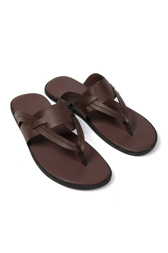Plus-size Men's Fashion Cross-strap Toe-post Flip-flops with Microfiber Upper and Lining, Skin-friendly, Breathable, Soft, and Comfortable. Midsole Made of Microfiber +  Rubber for Shock Absorption