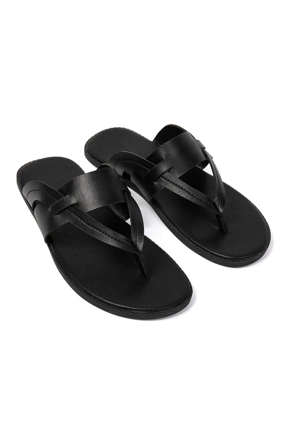 Plus-size Men's Fashion Cross-strap Toe-post Flip-flops with Microfiber Upper and Lining, Skin-friendly, Breathable, Soft, and Comfortable. Midsole Made of Microfiber + Rubber for Shock Absorption