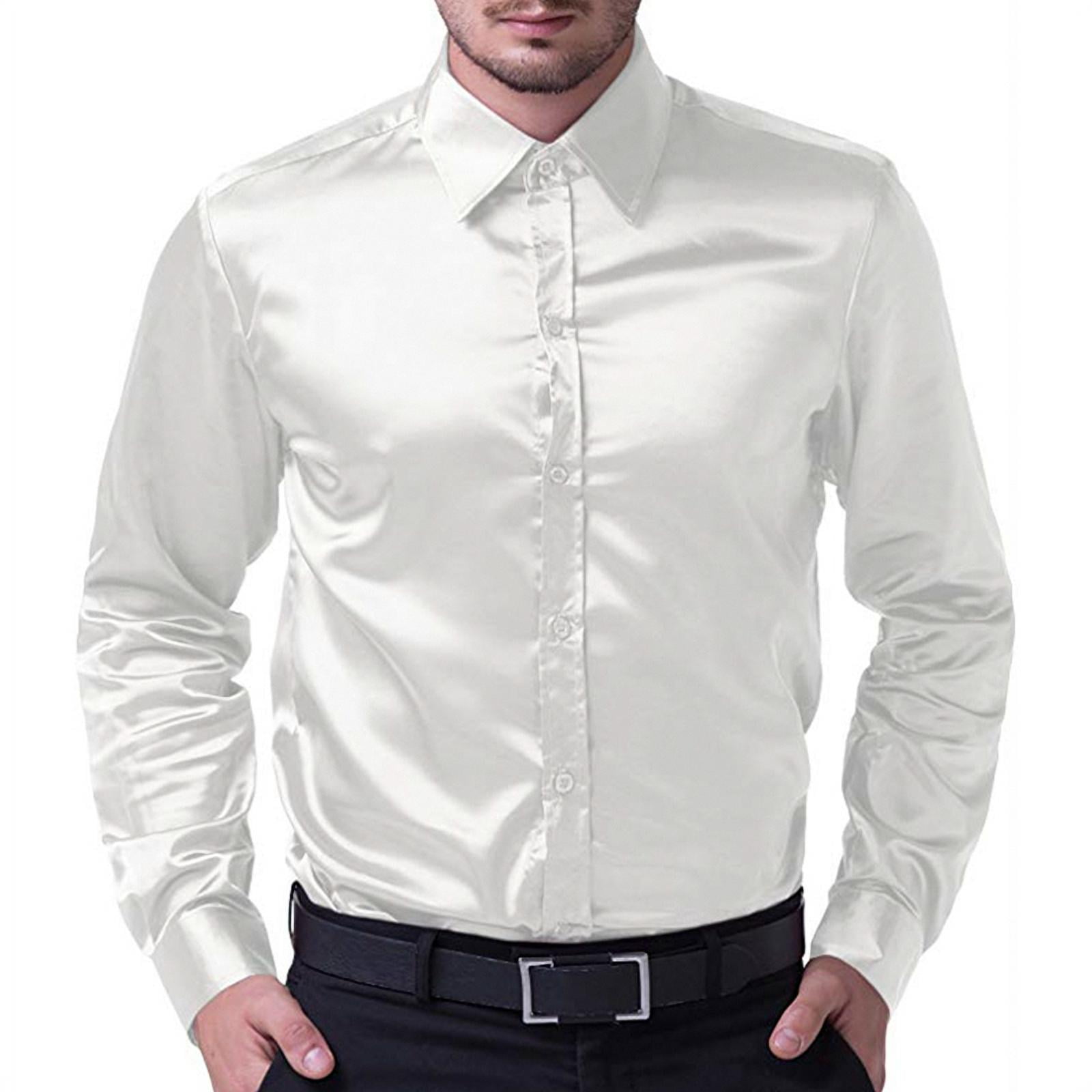 Plus size S-XXL Men Shirt Silk Satin Smooth Tuxedo Business Shirt Plus size S-XXL Men Shirt Silk Satin Smooth Tuxedo Business Shirt