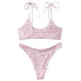 thumbnail image 1 of Plus size Swimsuits Women Diamond Decoration Bikini Set Push Up Swimsuit Beachwear Padded Swimwear Pink M(M), 1 of 9