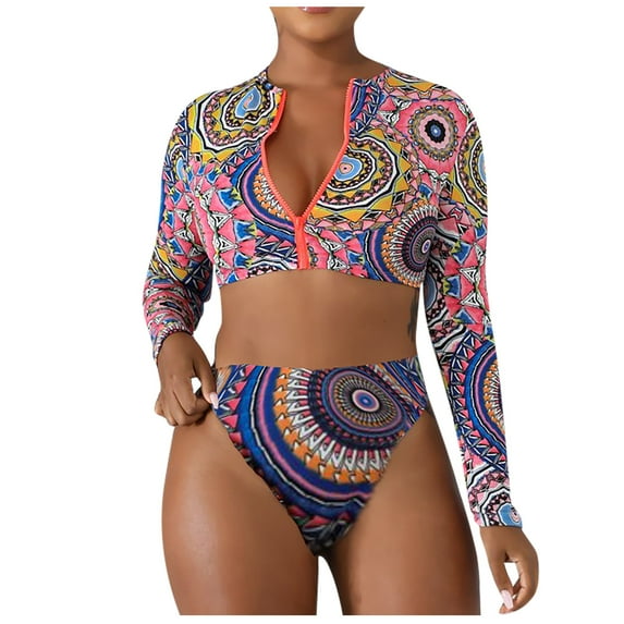 Plus size Swimsuits clearance Women Solid Push Up High Cut Lace Up Halter Bikini Set Two Piece Swimsuit Purple 4(S)