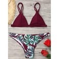 thumbnail image 1 of Plus size Swimsuits Women Swimwear Bikini Set Print Leaves Push-Up Padded Bathing Swimsuit Beachwear, 1 of 2