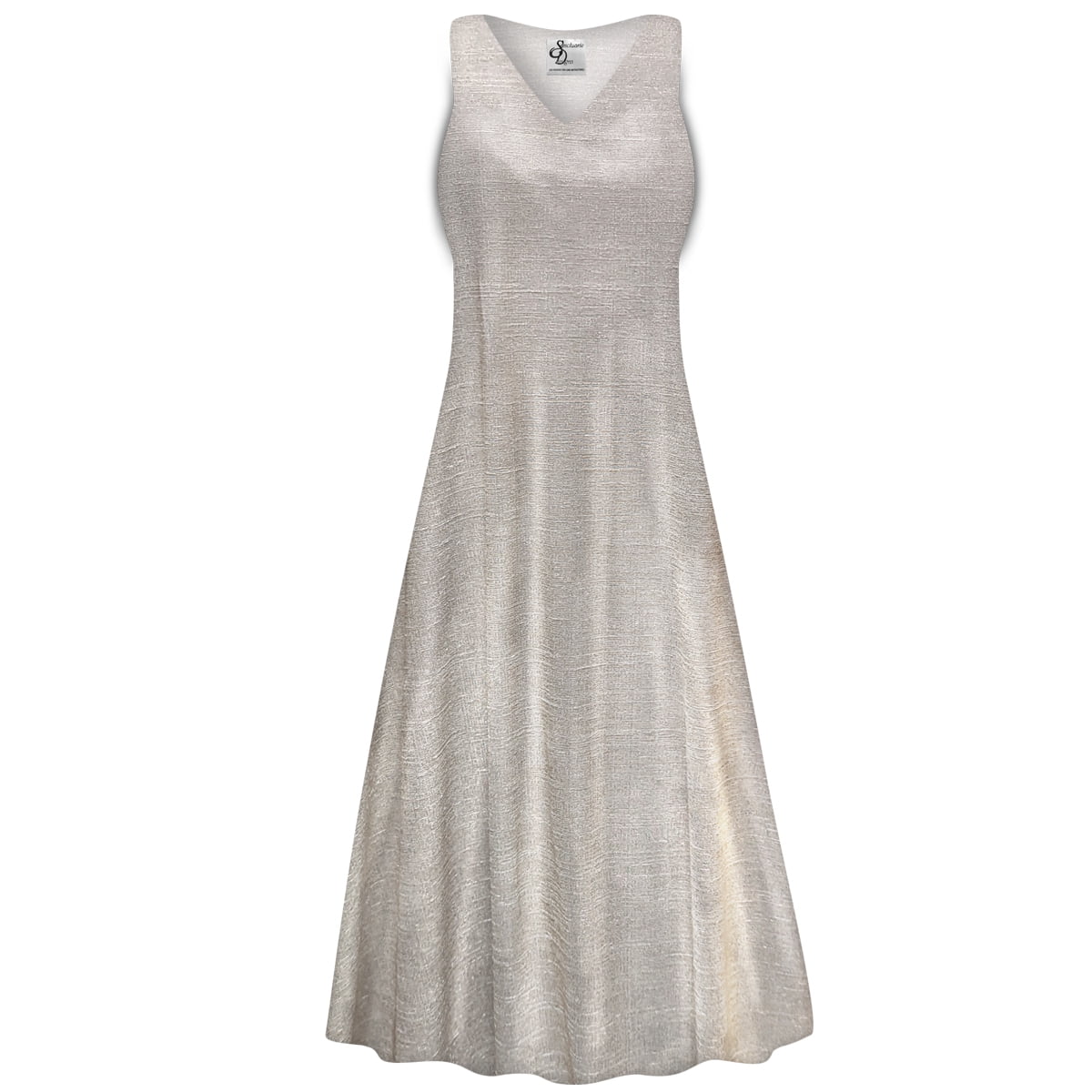 Square Neckline Long Lace Dress With Slit Taupe Plus Size main image 1