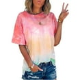 thumbnail image 1 of Plus size Tops Women's Summer Tie-Dye Short Sleeve Crew-Neck T-Shirt Tee Tops（S-5XL） Wine 6(M), 1 of 4