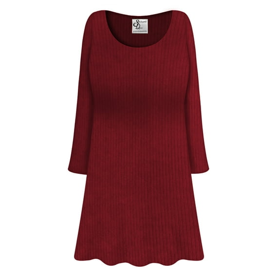 Plus size Womens Long Sleeve Warm Super Soft Burgundy Ribbed Knit Shirts Blouses