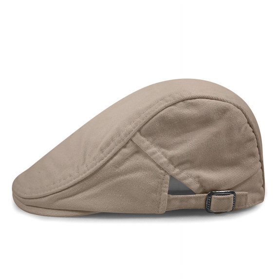 Plus size beret men's spring and autumn artistic peaked cap women's all-match casual forward hat men's British retro painter hat.-Dark khaki color-56-59cm