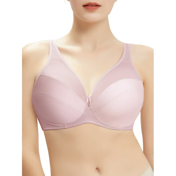 Plus size bras for women underwire women's minimizer bra bralettes for women with support lifting bras for sagging breasts wire minimizing bra for large breasts Dark Pink 46C 46 C