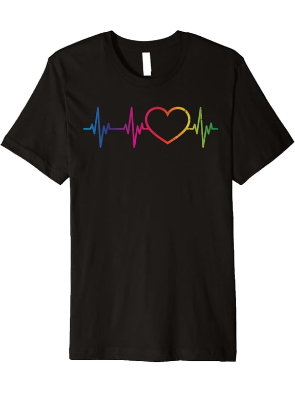 Plus size clothing Cool LGBTQ Rainbow Heartbeat Cute Gay Pride Month LGBT Party Premium T-Shirt