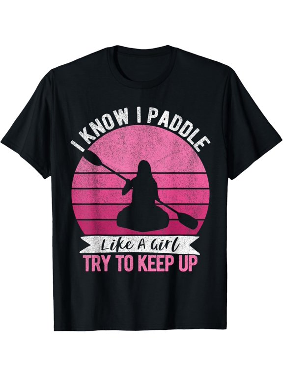 Plus size clothing Funny Girl Kayak Retro Kayaking Paddling For Women T-Shirt