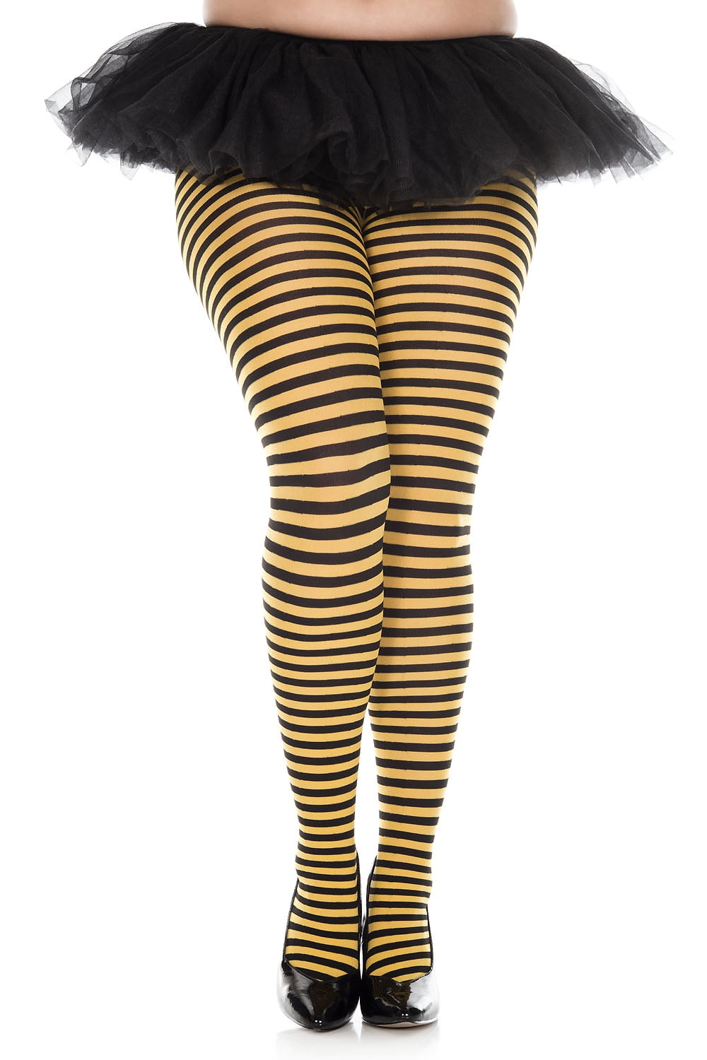 Plus size striped tights 7471QBLKYELLOW