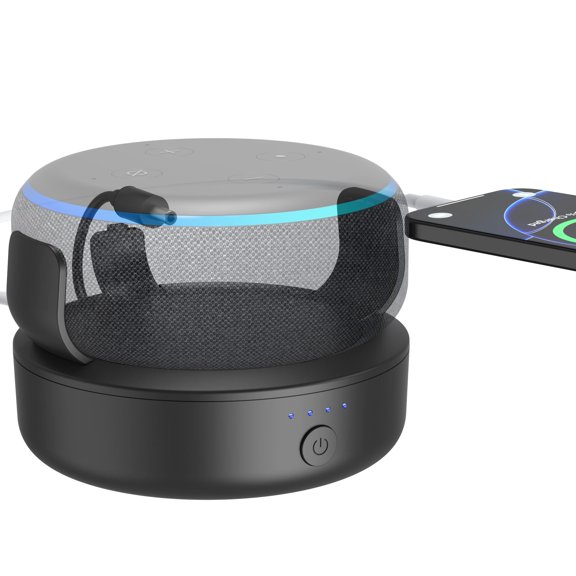 PlusAcc Battery Base for iPhone & Dot 3 - Portable Charger Stand with 9 Hours Playback Playtime with USB-C Output Port, Charging Dock Accessories for Smartphones & Earbuds (Black) Y201