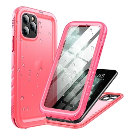 PlusAcc Waterproof Shockproof Case for iPhone 11 Pro Max with Screen/Camera Protector - Pink
