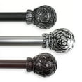 thumbnail image 1 of PlusCasa Classic 1" Black Ball Adjustable Single Curtain Rods Set 66" - 120", 1 of 1