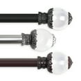 thumbnail image 1 of PlusCasa Classic 1" Mahogany Ball Adjustable Single Curtain Rods Set 28" - 48", 1 of 1