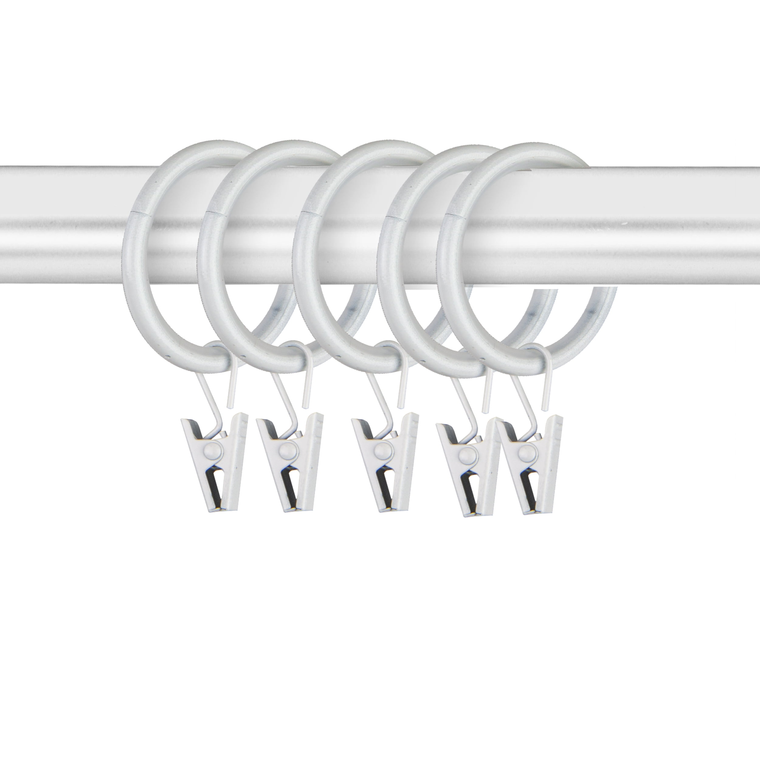 PlusCasa Noise-Canceling 1-1/4 inch White Curtain Rings with Clips (10  Count) - Walmart.com