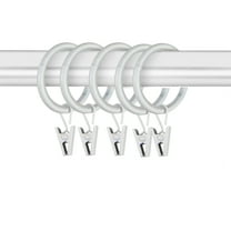 PlusCasa Noise-Canceling 1-1/4 inch White Curtain Rings with Clips (10 Count)