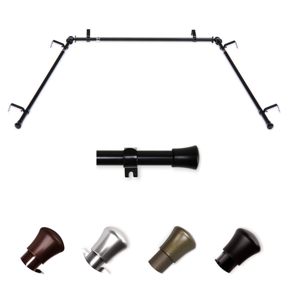 PlusCasa Painted Bay Window Curtain Rods, 38"- 72"