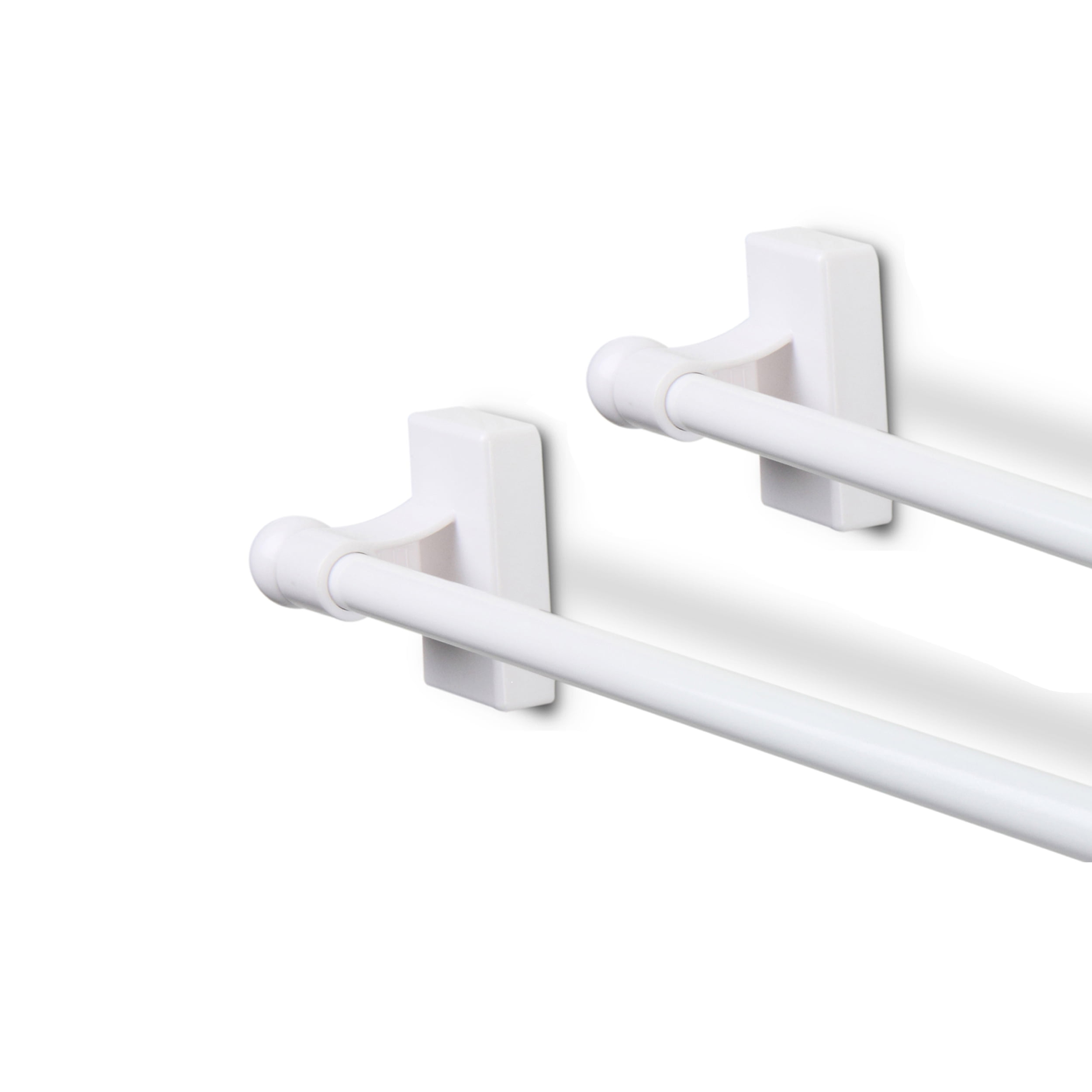 PlusCasa White Adjustable Magnetic Curtain Rod, 28"-48"