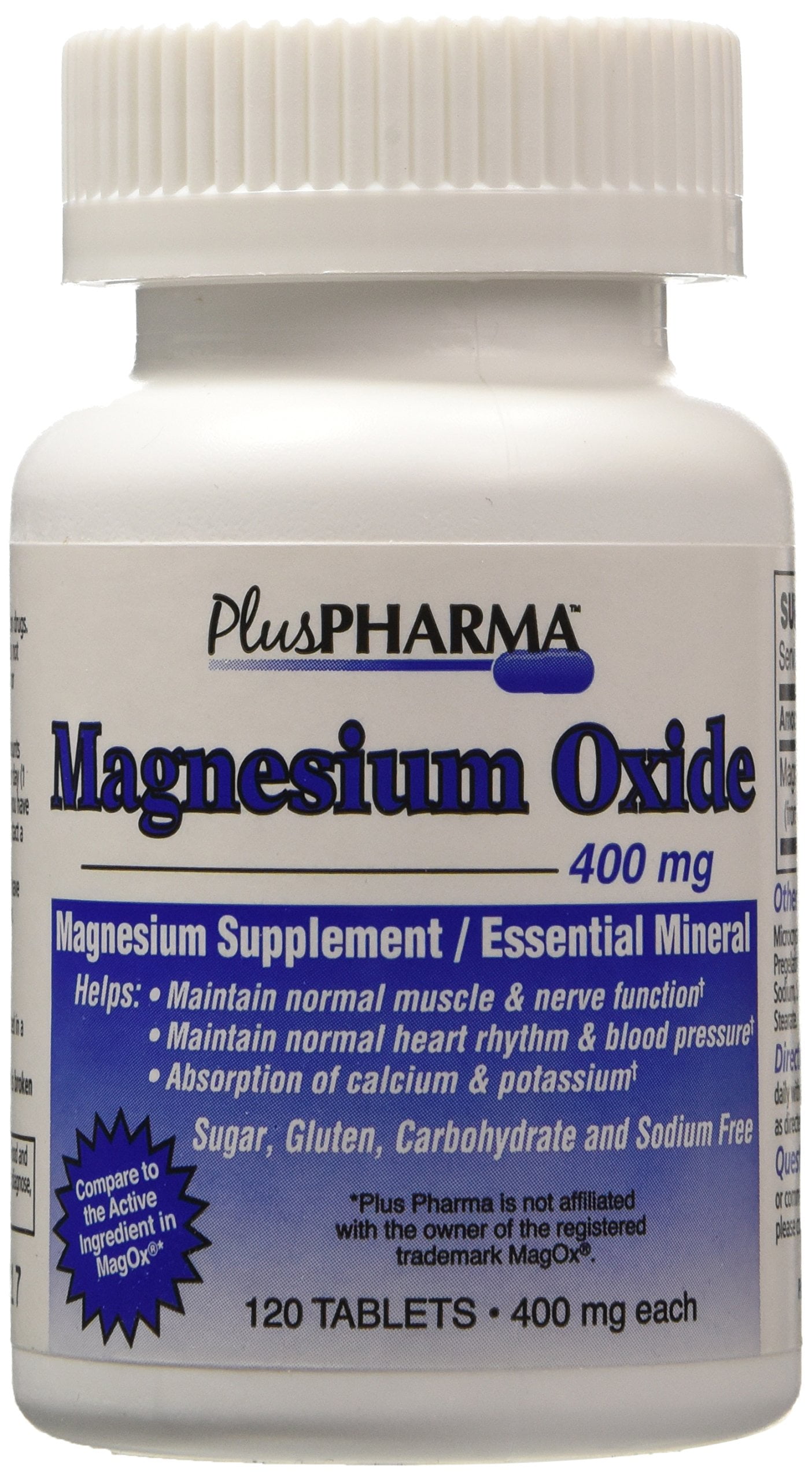 PlusPharma Magnesium Oxide 400mg 120 Tablets 3 Pack - Walmart.com