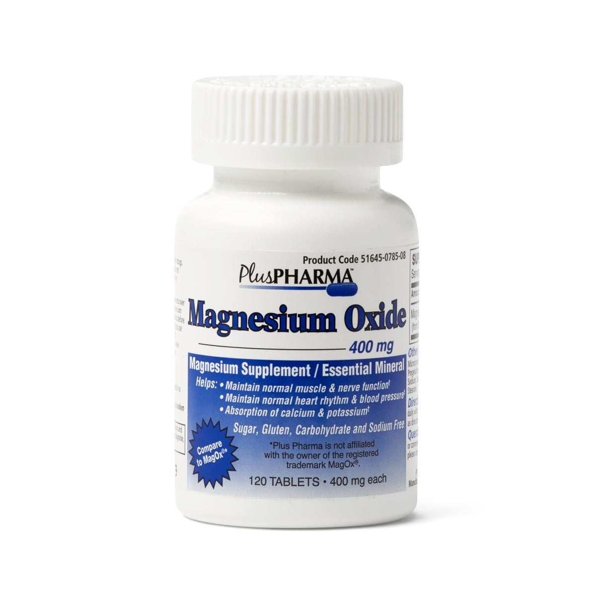 PlusPharma Magnesium Oxide Tablet, 400 mg, 120/Bottle Pack of 3