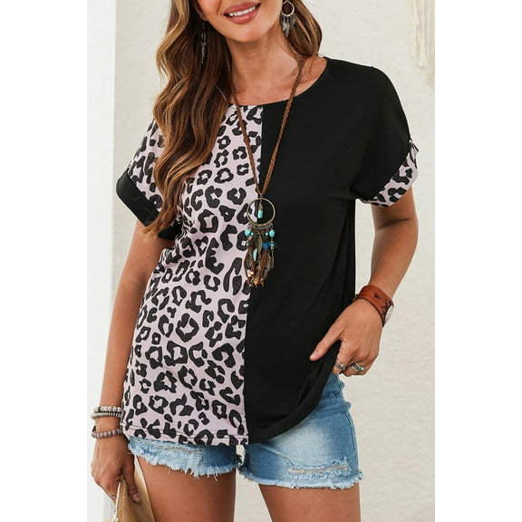 Plusashion Bold Leopard Print Tee - Trendy & Flattering, US Sizes 4-18