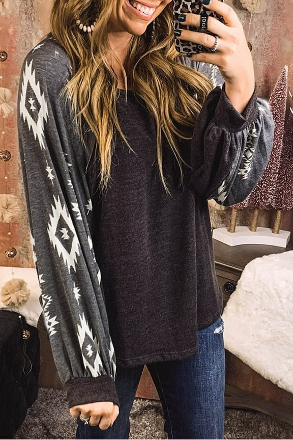 Bold Western Print Top - Long Sleeves for Everyday Style!