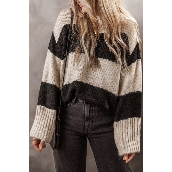 Plusashion Chic Colorblock Pullover Sweater - Cozy & Stylish Vibe!