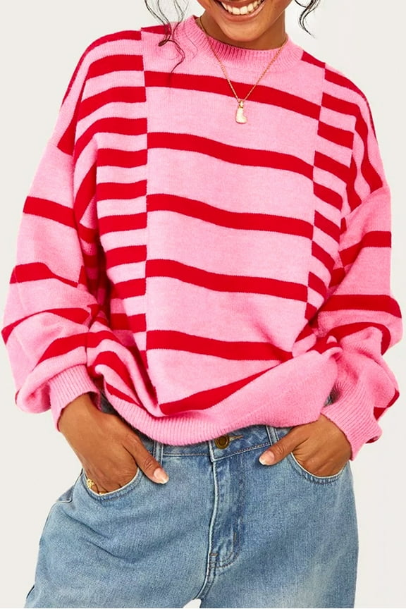 Chic Pink Striped Bubble Sleeves - Comfy & Stylish for You!