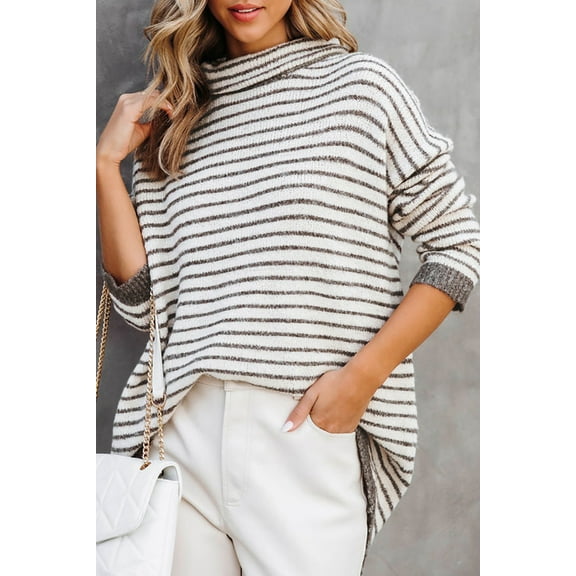 Plusashion Chic Striped Turtleneck - Cozy & Versatile Sweater!