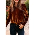 thumbnail image 1 of Plusashion Chic Velvet Top with Puff Sleeves & Ruffle Collar - Perfect Formal Occasion Wear, 1 of 8