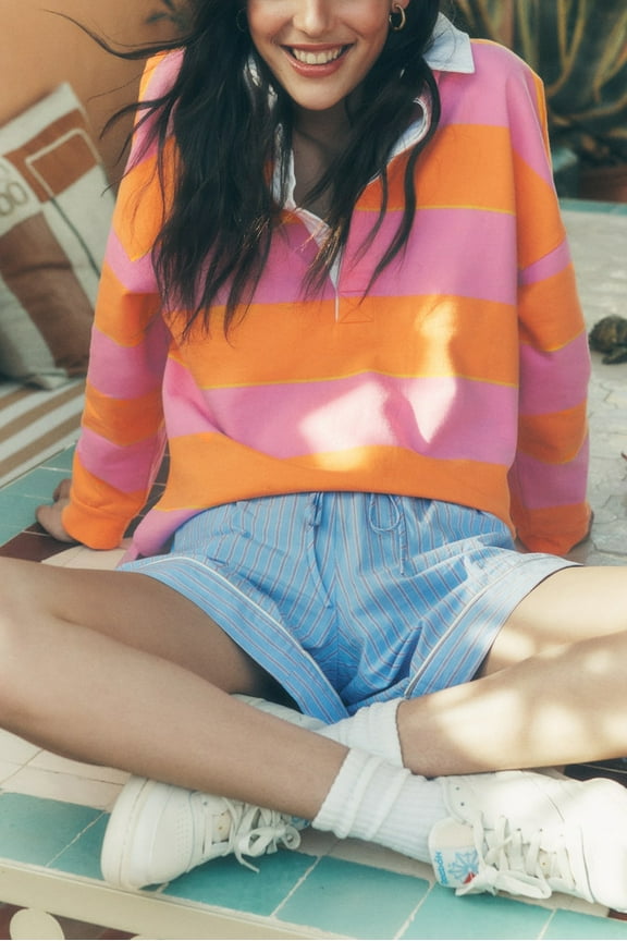 Chic Yellow Stripe Polo – Essential Comfort for Women