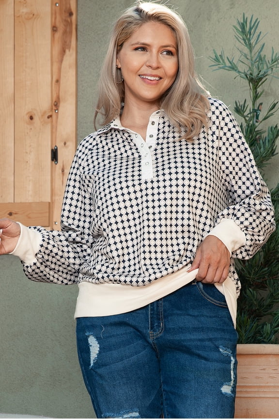 Elevate Your Style! Plus Size Contrast Collar Pullover - All-Day Comfort!