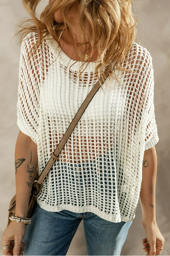 Fashion Edge in Breathable Fishnet Sweater Tee - Instant Style!