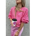 thumbnail image 1 of Plusashion Flirty Pink Stripes, Comfort Fit, Drop Shoulder Tee, 1 of 8