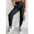 thumbnail image 1 of Plusashion Stylish Black High-Waist Joggers - Exposed Seam, Pocketed, Fit All!, 1 of 8
