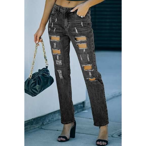 Plusashion Stylish Distressed Jeans - Urban Chic & Comfy Fit!